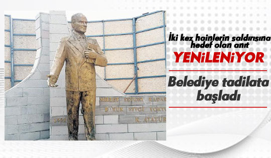 Atatürk anıtı, Gölbaşı Belediyesi tarafından yenileniyor.