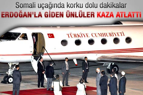 Erdoğan'a eşlik eden uçak kaza atlattı