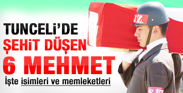 Tunceli şehitlerinin kimlikleri belli oldu