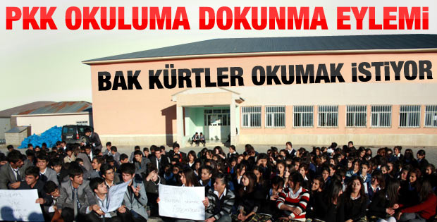 Yüksekovalı öğrencilerden okul yakan PKK'ya tepki