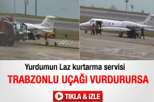 Trabzon'da arıza yapan uçak itildi