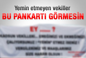 CHP ve BDP'ye pankartlı yemin protestosu