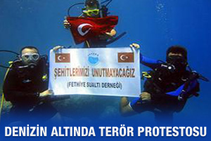 Denizin altında terör protestosu