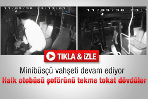 4 minibüs sürücüsünden otobüs şoförüne dayak - İzle