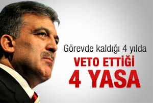 Abdullah Gül'ün 4 yılda veto ettiği yasalar