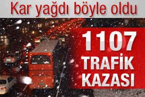 Kar yağışında 1107 trafik kazası