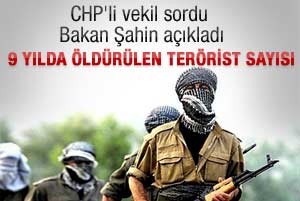 9 yılda öldürülen terörist sayısı