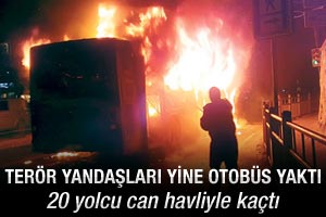 İstanbul'da yol kesip otobüs yaktılar
