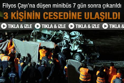 Filyos Çayı'na düşen kayıp minibüs bulundu