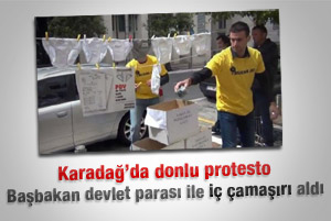 Karadağ'da Başbakan'a donlu protesto