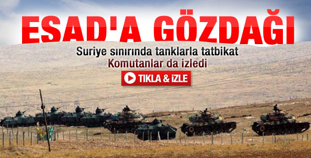 Türk tankları Suriye sınırında tatbikat yaptı - Video