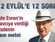 31 yıl sonra ifade veren Kenan Evren ne dedi