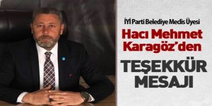 Hacı Karagöz'den teşekkür mesajı