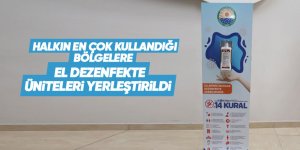 Gölbaşı'nda çeşitli noktalara el dezenfekte noktaları yerleştirildi