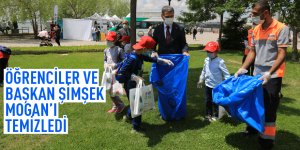 Başkan Ramazan Şimşek ve öğrencilerden temizlik kampanyası