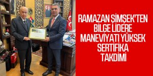 RAMAZAN ŞİMŞEK'TEN BİLGE LİDERE MANEVİYATI YÜKSEK SERTİFİKA TAKDİMİ