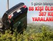 5 günde 88 kişi hayatını kaybetti