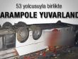 Manisa'da yolcu otobüsü şarampole devrildi