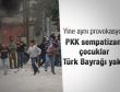 PKK sempatizanı çocuklar Türk bayrağı yaktı